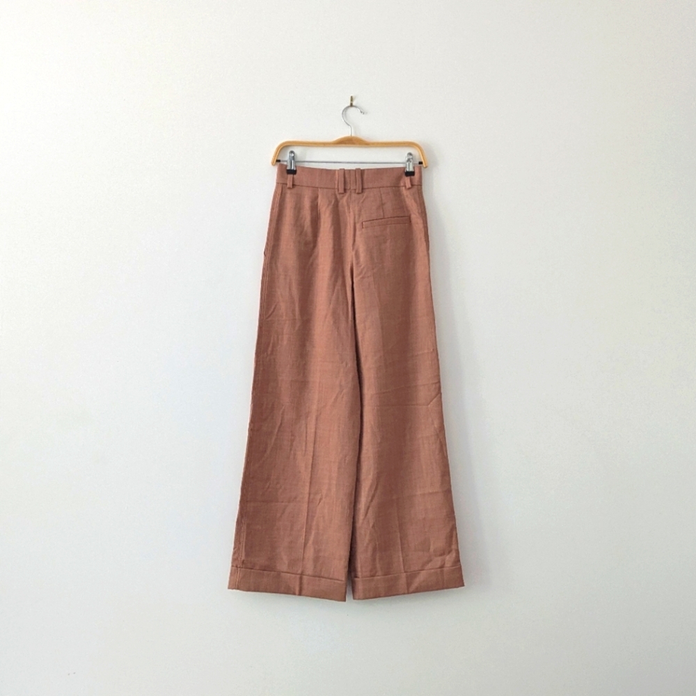 COS Wide Leg High Rise Copper Rust 1970s Style Trousers Size 2 - Picture 2 of 4